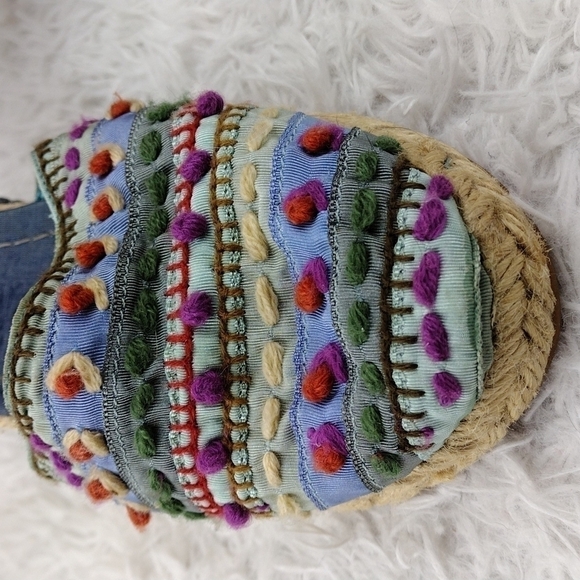 Apepazza Blue Fabric Upper Closed Toe Lace Up Gladiator Wedged Heel Espadrilles - Picture 12 of 16